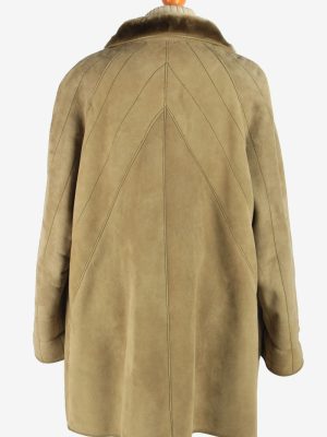 Womens Sheepskin Coat Fur Lined Button Up Vintage Size XL Green C2947-162097