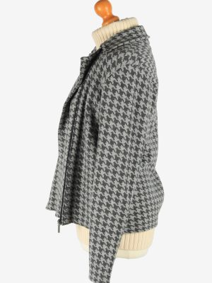 Women's Chaps Knitted Jacket Zip Up Vintage Size L Grey C2949-162136