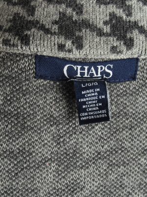 Women's Chaps Knitted Jacket Zip Up Vintage Size L Grey C2949-162139