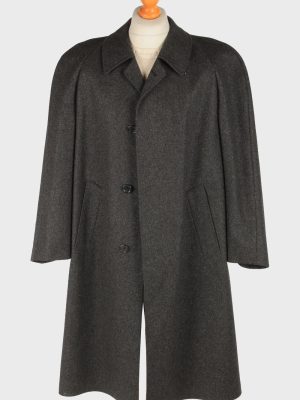 Men's Wool Coat Plain Button Up Vintage Size XL Dark Grey C3022-163272