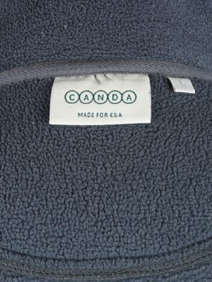 Fleece Jacket Top Full Zip Thermal Vintage Size L Dark Grey -SW2729-160646