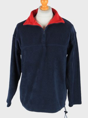 Fleece Tracksuit Top Half Zip Thermal Vintage Size M Navy -SW2745-160738