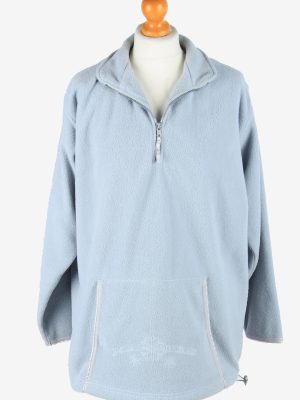 Womens Fleece Tracksuit Top Thermal Vintage Size L Light Blue -SW2756-160804