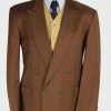 Blazer Jacket Mens Button Up Wool Smart Vintage Size L Brown -HT3132-0