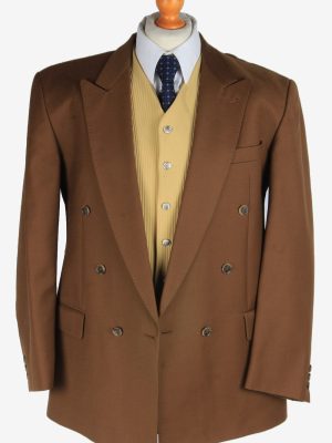 Blazer Jacket Mens Button Up Wool Smart Vintage Size L Brown -HT3132-166786