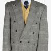 Mens Suit Blazer Jacket Windowpane Wool Country Vintage Size L Grey -HT3134-0