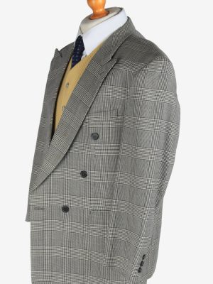Mens Suit Blazer Jacket Windowpane Wool Country Vintage Size L Grey -HT3134-166799