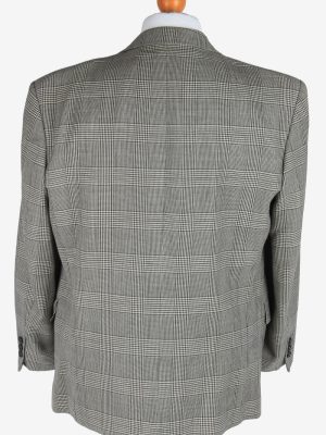 Mens Suit Blazer Jacket Windowpane Wool Country Vintage Size L Grey -HT3134-166800