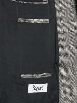 Mens Suit Blazer Jacket Windowpane Wool Country Vintage Size L Grey -HT3134-166801