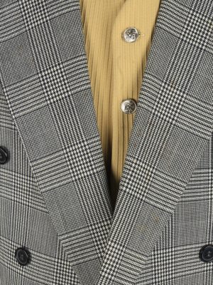 Mens Suit Blazer Jacket Windowpane Wool Country Vintage Size L Grey -HT3134-166802