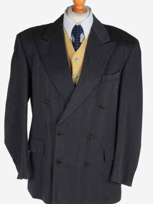 Blazer Jacket Mens Button Up Wool Casual Vintage Size XL Dark Grey -HT3137-0