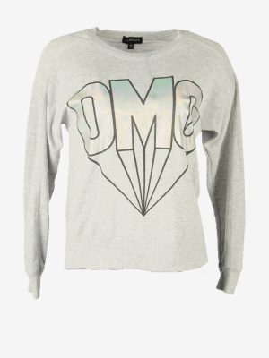 Vintage OMG Print Jumper Sweatshirt Retro 90s Grey XS