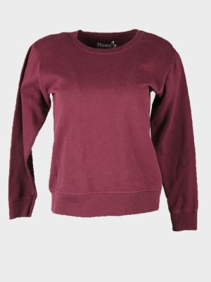 Vintage 90s Sweatshirt Plain Pullover Sports Retro Burgundy Size S