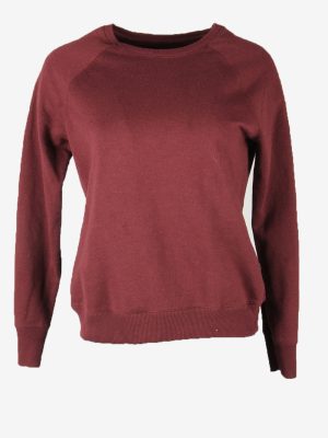 Vintage 90s Plain Jumper Sweatshirt Sports Retro Burgundy S