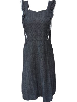 Vintage Dress Sleeveless Midi Heart Black Size S