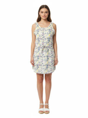 Blouson Dress Floral Sleeveless Short Round S