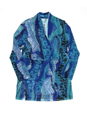 Vintage Abstract Blue Print Blouse Size Small