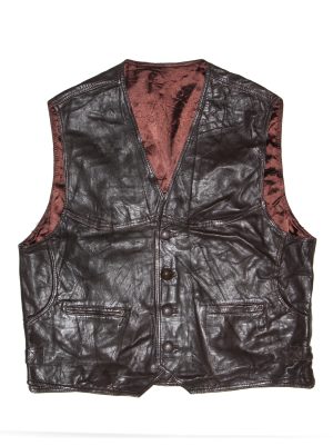 Vintage Men Brown Leather Waistcoat Size XXL