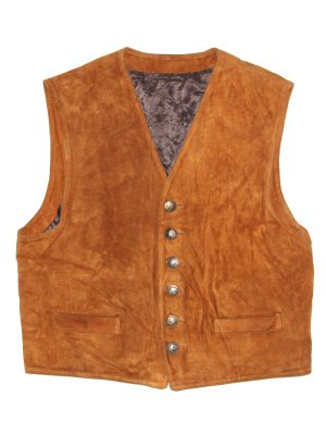 Vintage Men Suede Leather Waistcoat Size XL