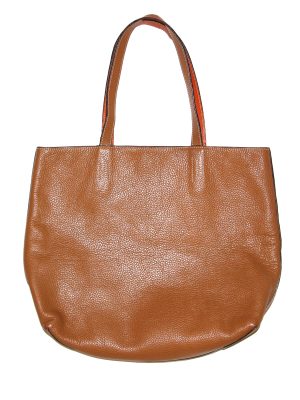 Hermes Double Sens Leather Tote Orange and Brown