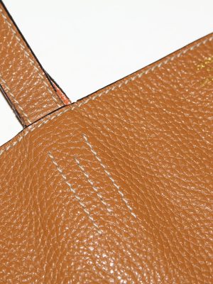 Hermes Double Sens Leather Tote Orange and Brown