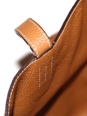 Hermes Double Sens Leather Tote Orange and Brown