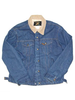 Vintage Sherpa Lined Trucker Denim Jacket Saddle King Mens Size L