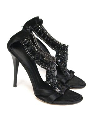 Womens Vero Cuoio Open Toe Heels Black Size UK 6.5