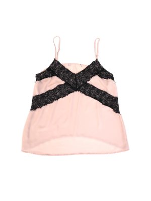 Vintage Y2k Pink & Black Lace Tank Top Size Small