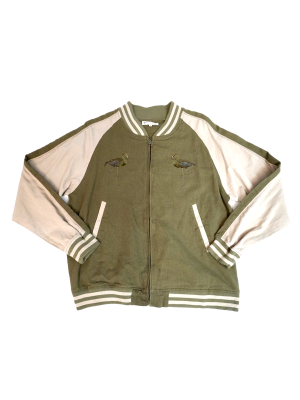 Vintage Y2K Restoration Miami Embroidered Crane Design Bomber Jacket Size Large