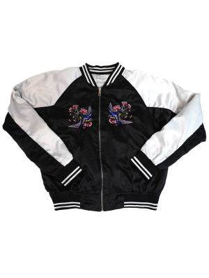 Vintage Y2K Adam Levine Embroidered Sparrow Design Bomber Jacket Size Large