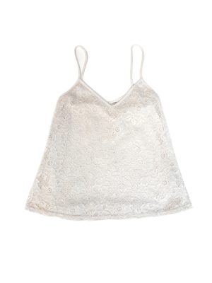 Vintage Y2k White Lace Tank Top Size Small