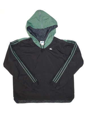 Vintage Sweatshirt Adidas Black Green Full Zip Tracksuit Size XL
