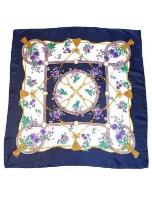 Vintage Y2K Floral Rope & Tassel Pattern Scarf 33in x 34in