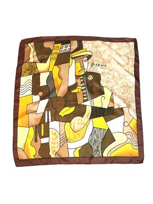 Vintage Picasso Art Cubist Figure Portrait Pattern Scarf 31in x 32in