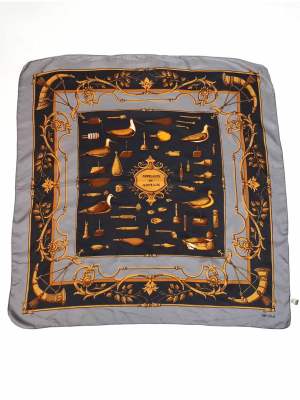 Vintage Sevini Birds Ornaments & Luxury Baroque Scarf 29in x 29in