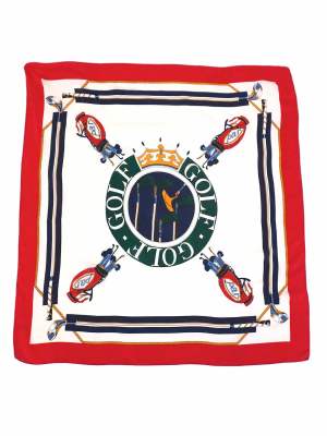 Vintage Golf Pattern Large Silk Scarf 31in x 34in