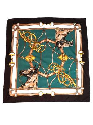 Vintage Y2k Equestrian Pattern Scarf 29.5in x 29.5in