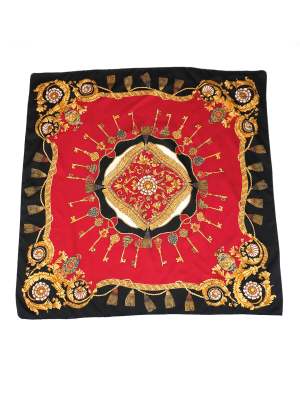 Vintage Y2k Royal Keys & Tassel Pattern Scarf 34in x 35in