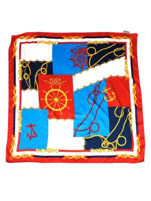 Vintage Y2K Tie Rack Nautical Sailing Pattern Scarf 34.5in x 34.5in