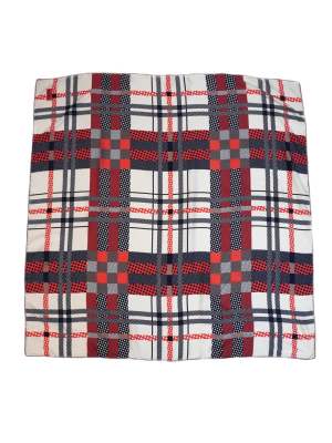 Vintage Asema Dotted Plaid Pattern Scarf 34.5in x 34.5in