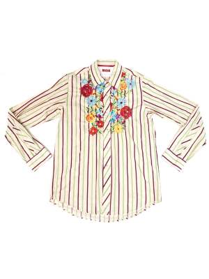Vintage Rare - Rare Floral embroidered Shirt size L/XL