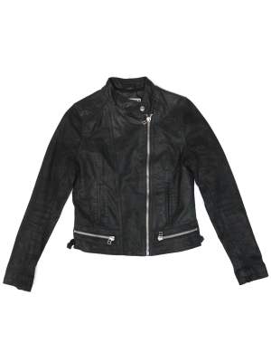 Vintage Y2K Leather Jacket Black Women's Size M UK 12