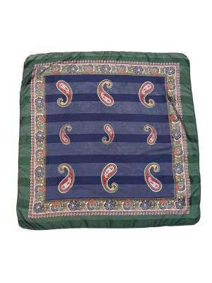 Vintage Large Franco Laurenti Navy & Green Paisley Scarf 34in x 34in