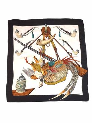 Vintage Castel Hunter's Print Scarf 29in x 29in