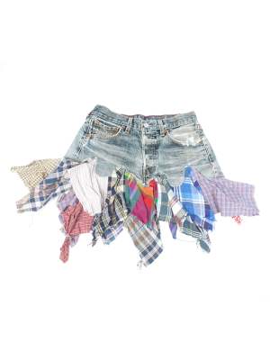 Reworked Y2K Levis Plaid Denim Skirt Waist-28