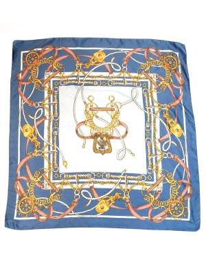 Vintage Art Of The Scarf Fashion Large Square Nautical Pattern 33.5in x 34in