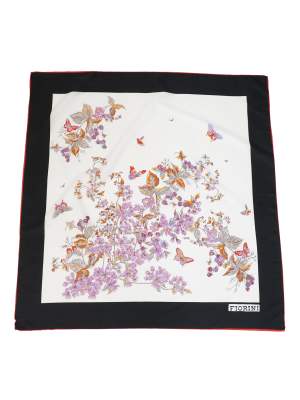 Vintage Fiorini Flower Butterfly Pattern Scarf Size 34inx 34in