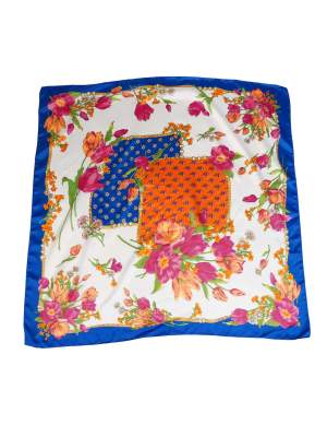 Vintage Royal Flowers Pattern Scarf 33in x 34in