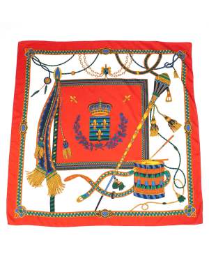 Vintage Royal Sceptre Drum Tassels Pattern Scarf size 34in x 34in